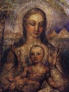 Blake, William madonnan med jed jesusbarnet i egypten Spain oil painting artist